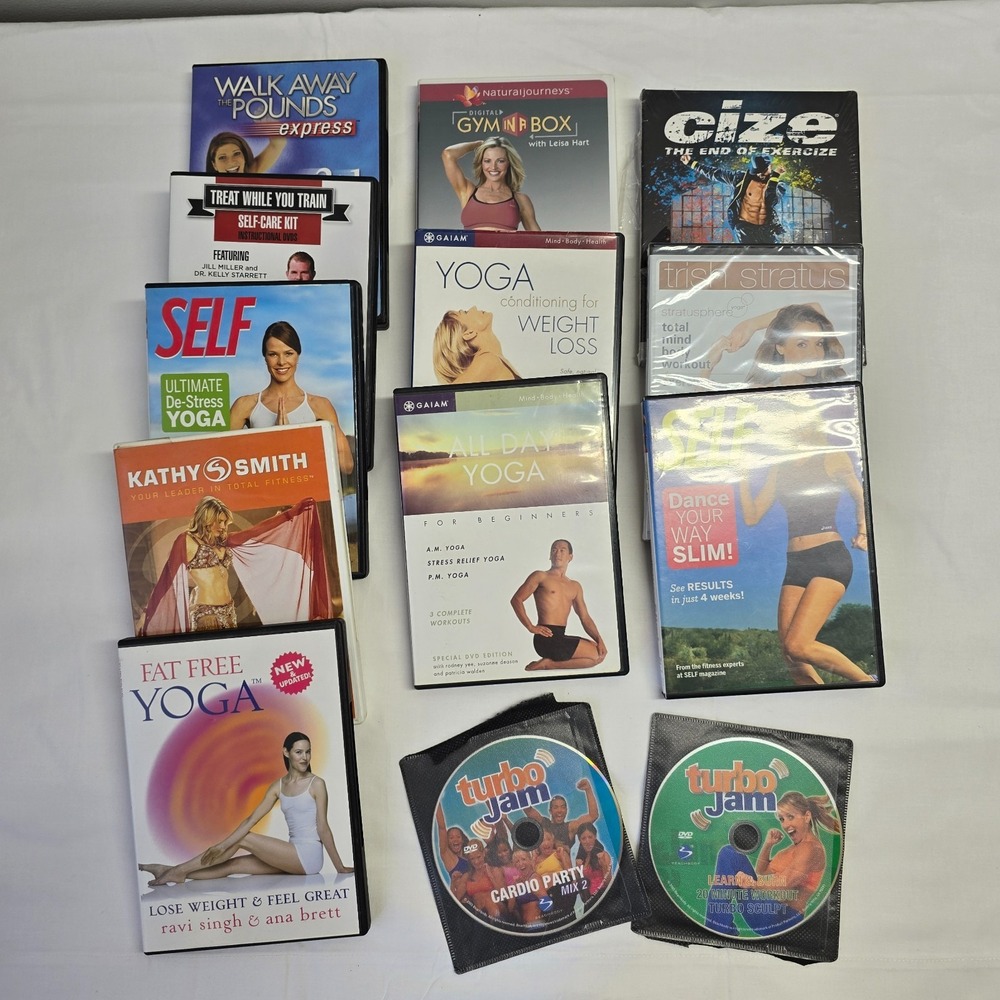 Mixed Fitness Workout DVD Lot 14pc yoga pilates dance cardio‎ home exercise